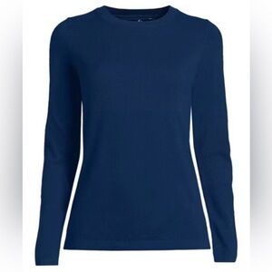 BNWT Cashmere Lands' End Women's Classic Navy Crew Neck SweaterSmall 6-8